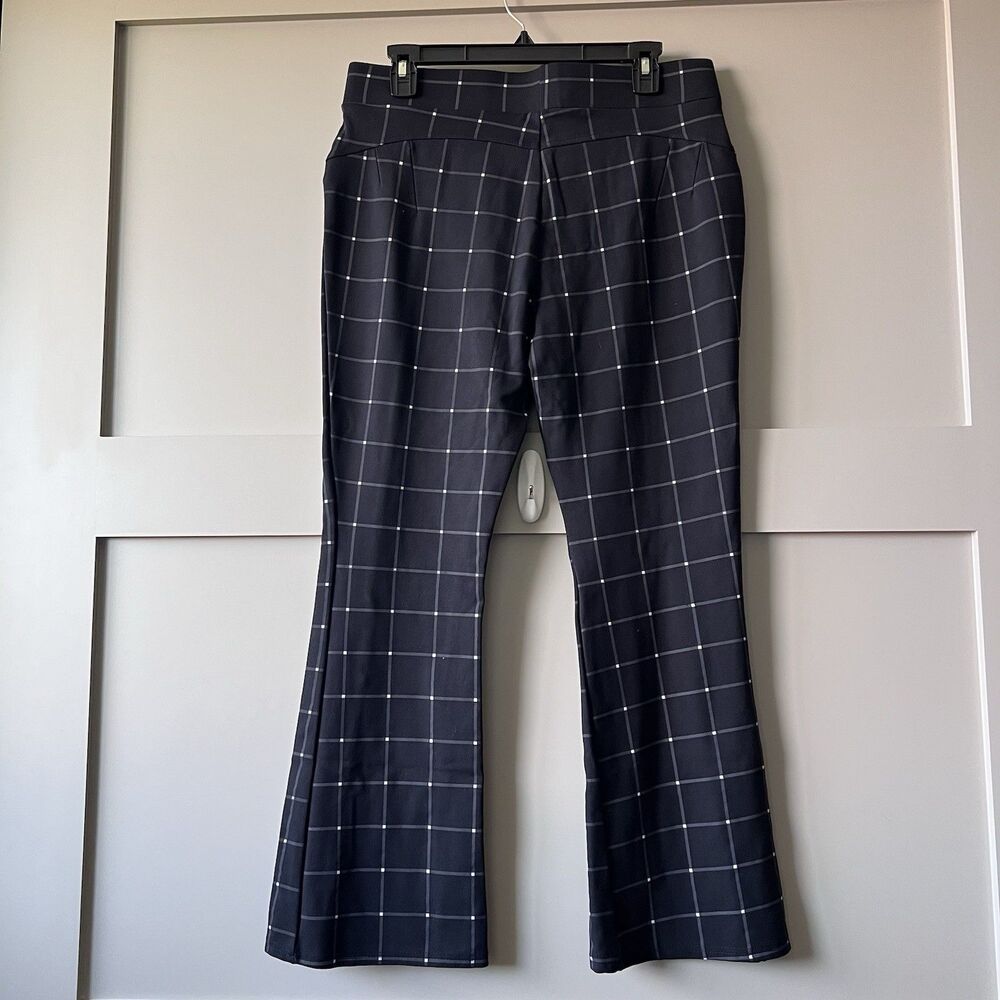 Lark + Grey Checkered Bootcut Pants Women Large Pull On Career Office Workwear - Picture 2 of 12
